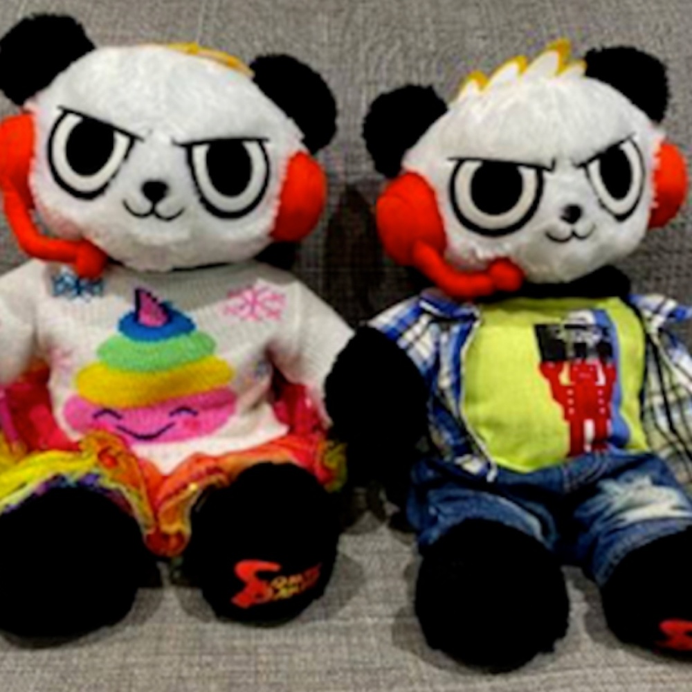 Lot of 2 Build A Bear Ryan's World COMBO PANDA